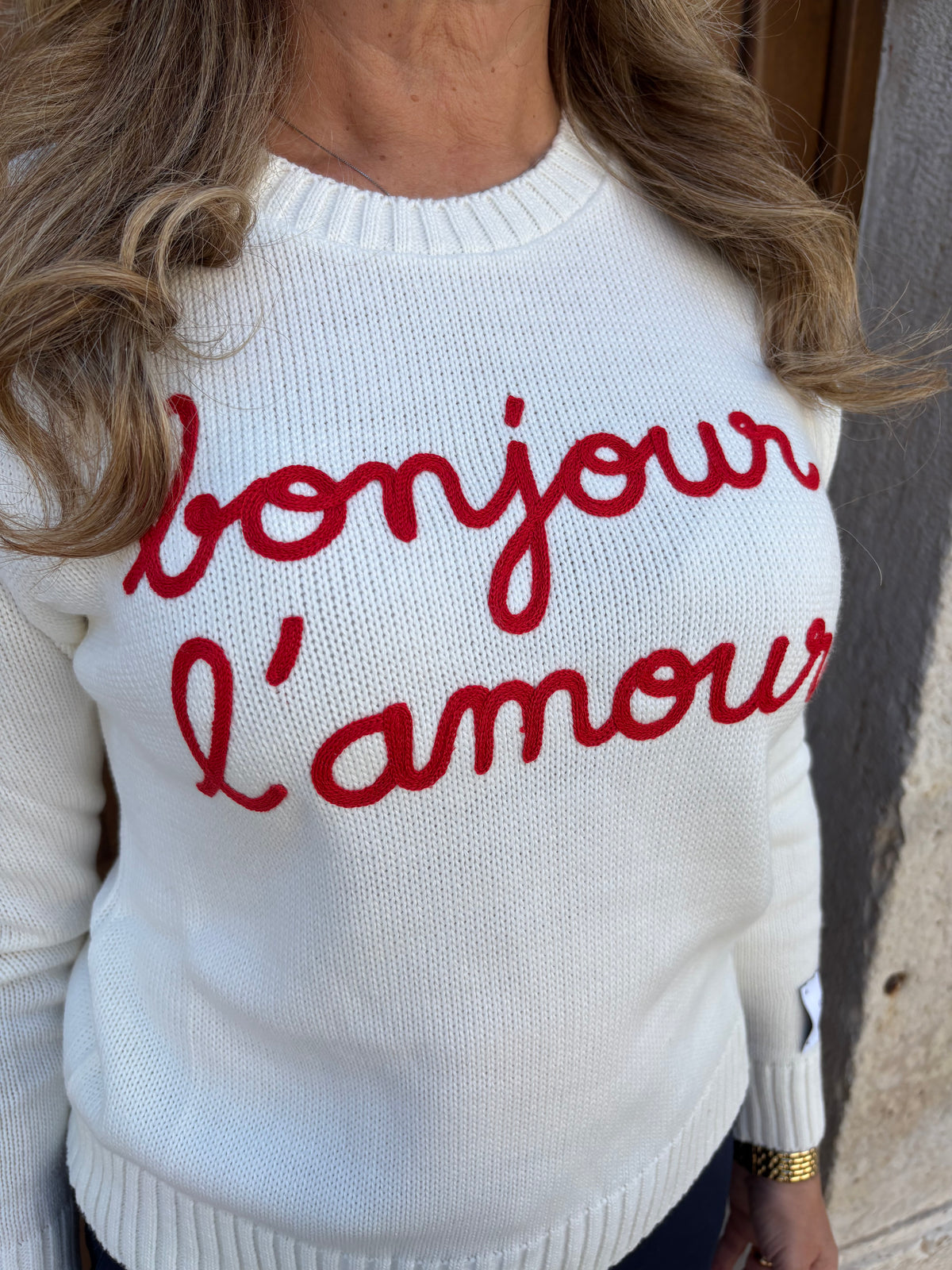 Maglioncino Donna Bianco in Misto Lana con Logo Scritta