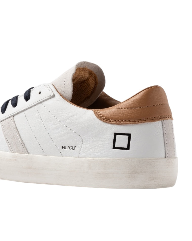 D.A.T.E. Hill Low Calf White-Cuoio