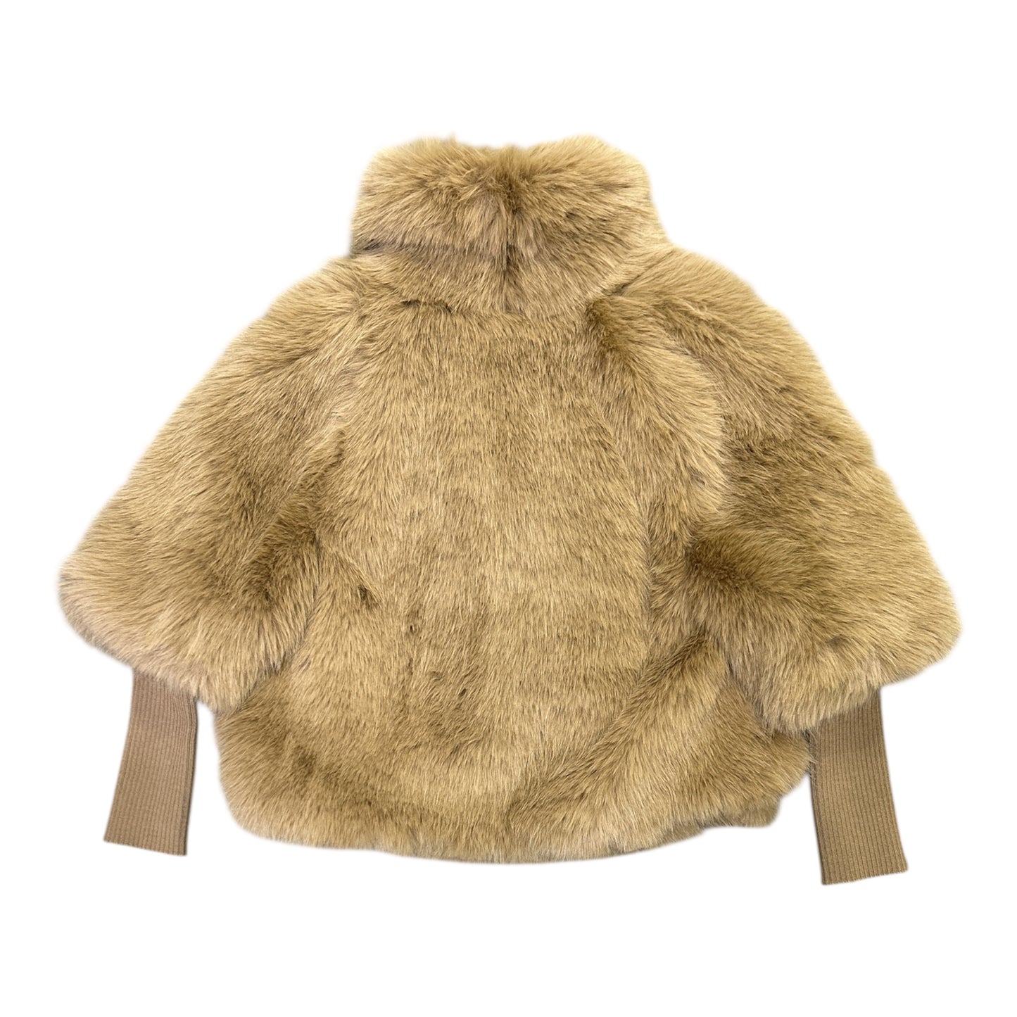 Pelliccia sintetica donna con polsi in lana a coste