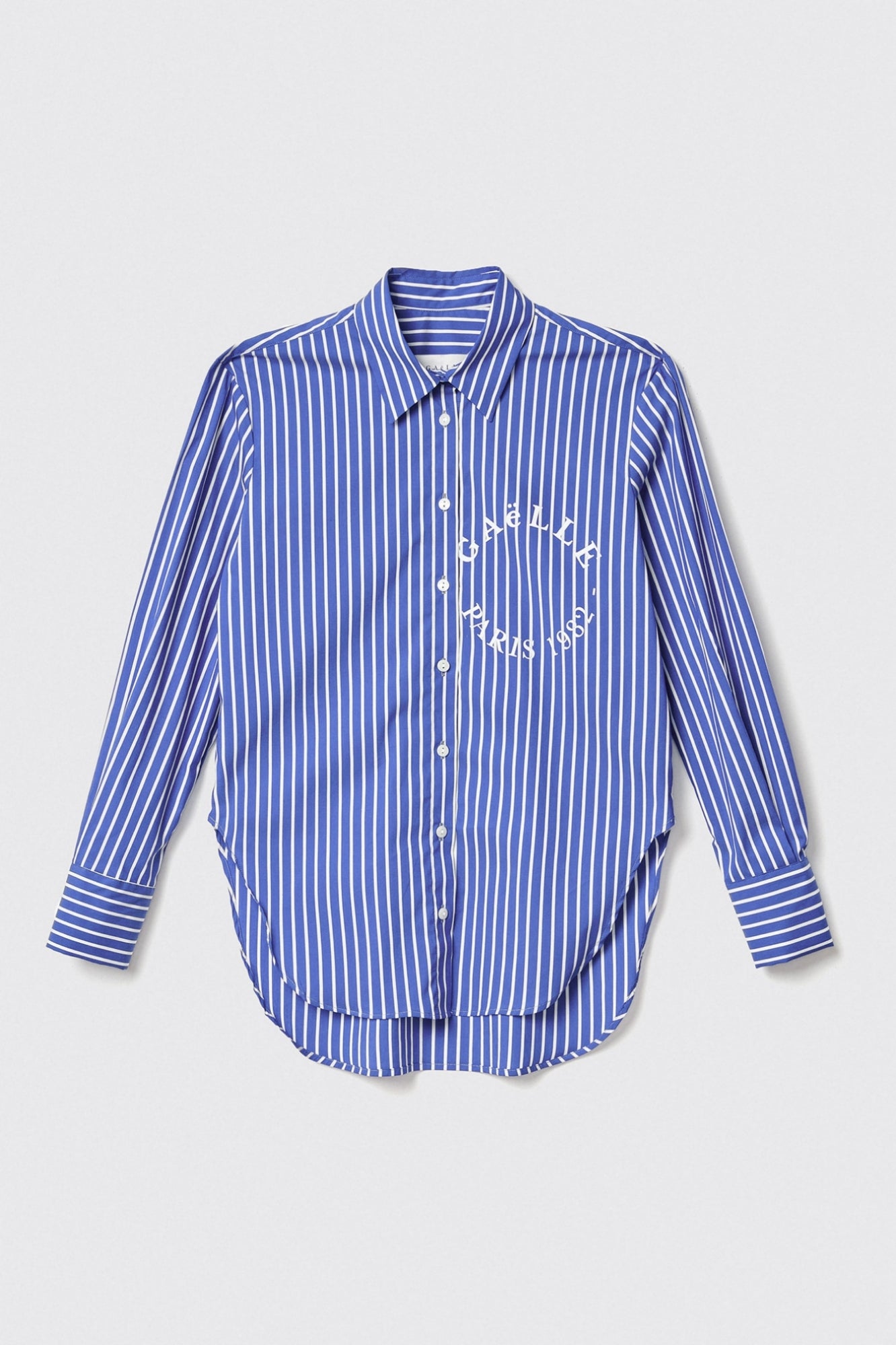 Camicia con fondo irregolare in popeline bastonetto - Gaëlle