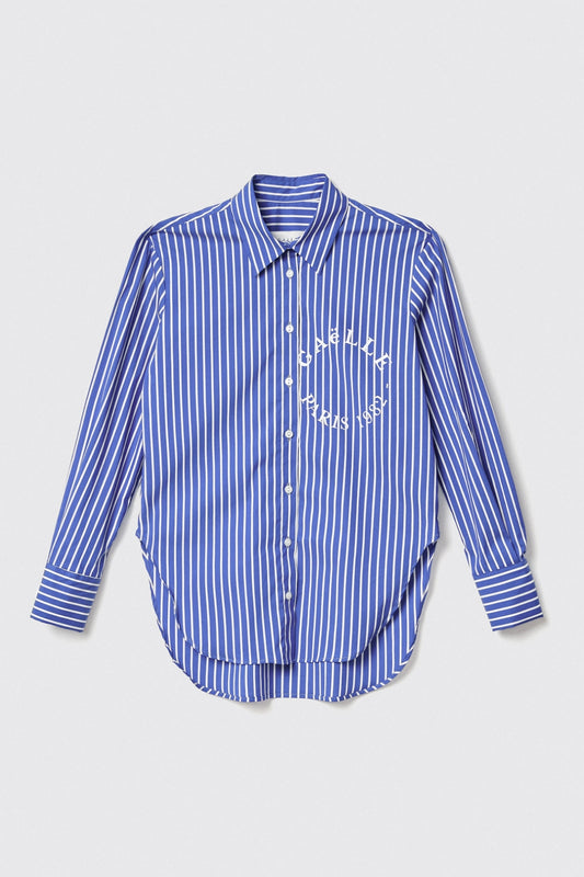 Camicia con fondo irregolare in popeline bastonetto - Gaëlle