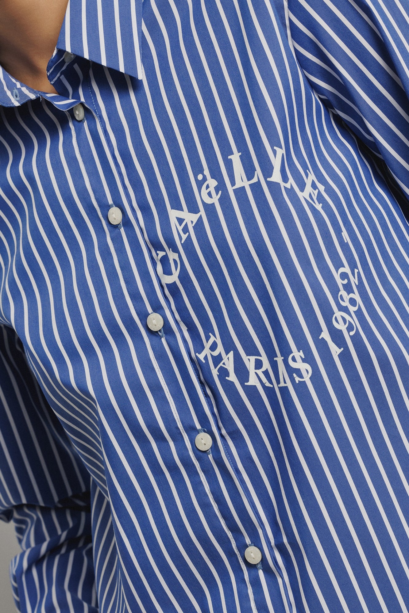 Camicia con fondo irregolare in popeline bastonetto - Gaëlle
