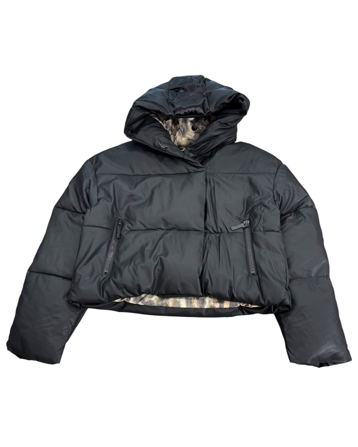 Bomber Disclaimer crop in eco pelle