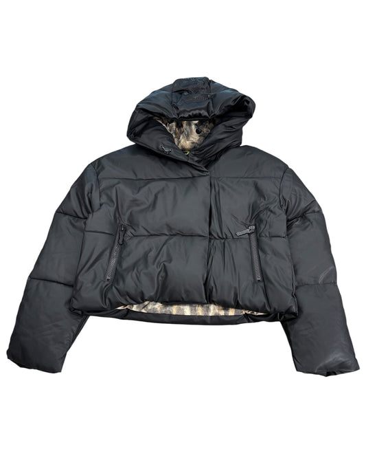 Bomber Disclaimer crop in eco pelle