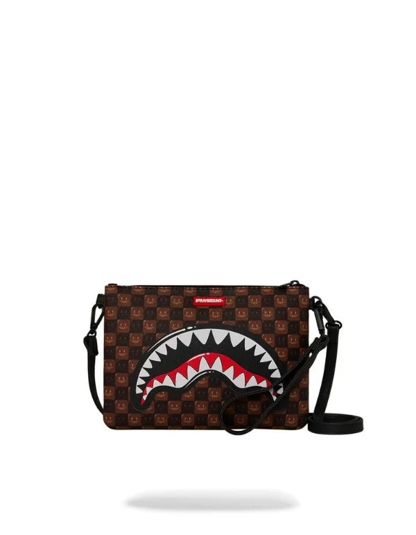 Pochette Sprayground Sharks In Paris WTF Bubble Brown Check Crossover Clutch