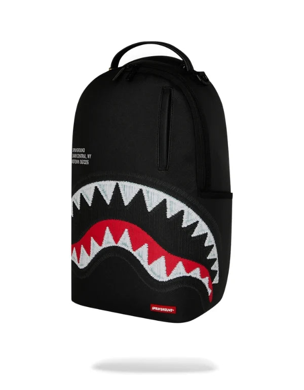 Zaino Sprayground Shark Central Black Embroidered Shark Backpack