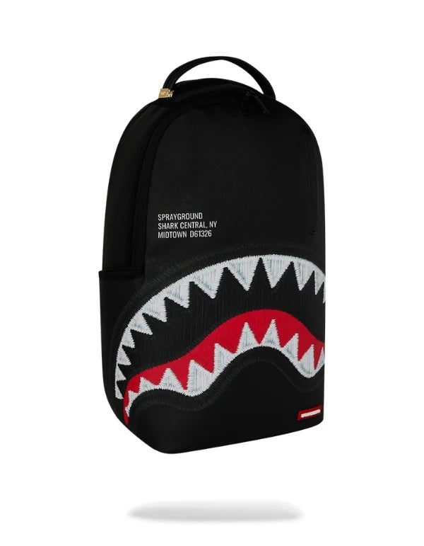 Zaino Sprayground Shark Central Black Embroidered Shark Backpack