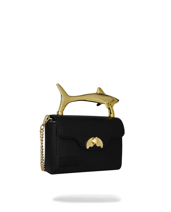 Borsa a Spalla Sprayground Blacked Out Embossed Gold Shark Handbag