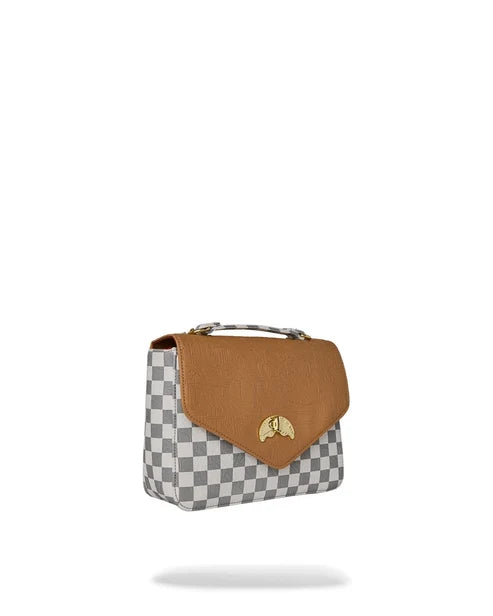 Borsa a Spalla Sprayground Embossed Cream Check Handbag Donna