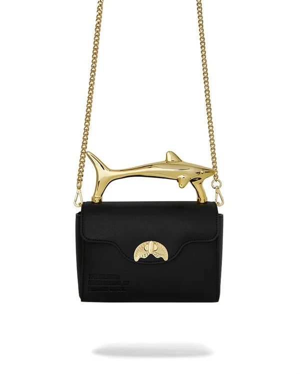 Borsa a Spalla Sprayground Blacked Out Embossed Gold Shark Handbag