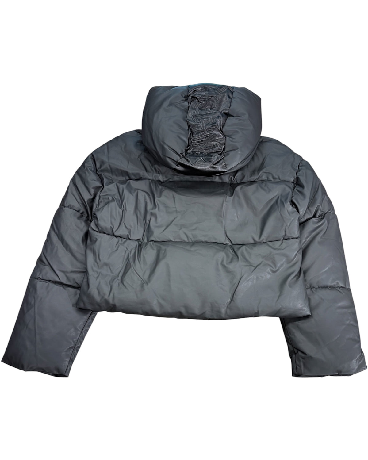 Bomber Disclaimer crop in eco pelle