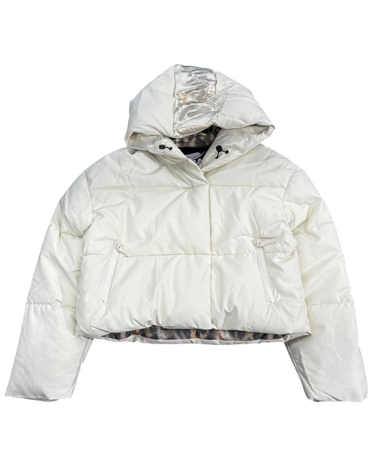 Bomber Disclaimer crop in eco pelle