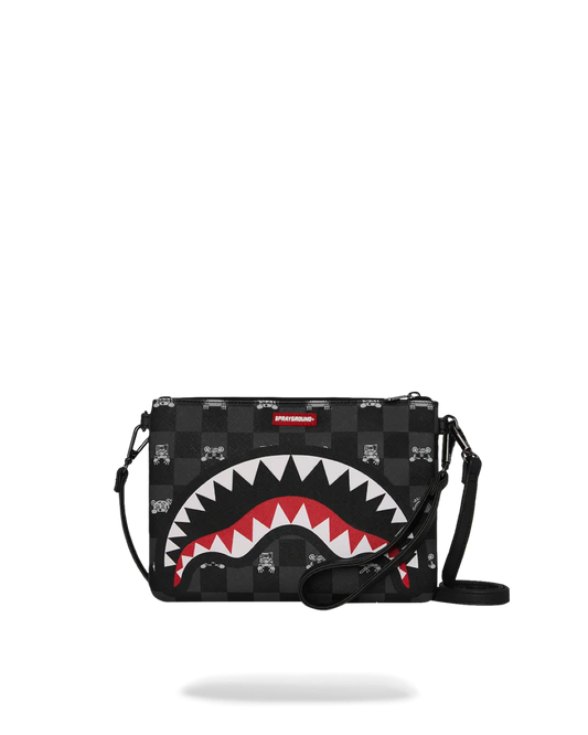 Pochette Gray Peeking Character Check Sprayground