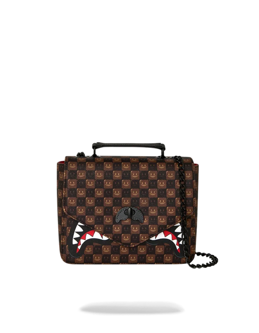 Borsa Donna Sprayground Sharks In Paris Wtf Bubble Brown Check Handbag
