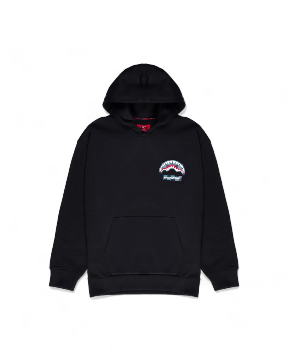 Felpa uomo nera Checkered Shark Hoodie Blk