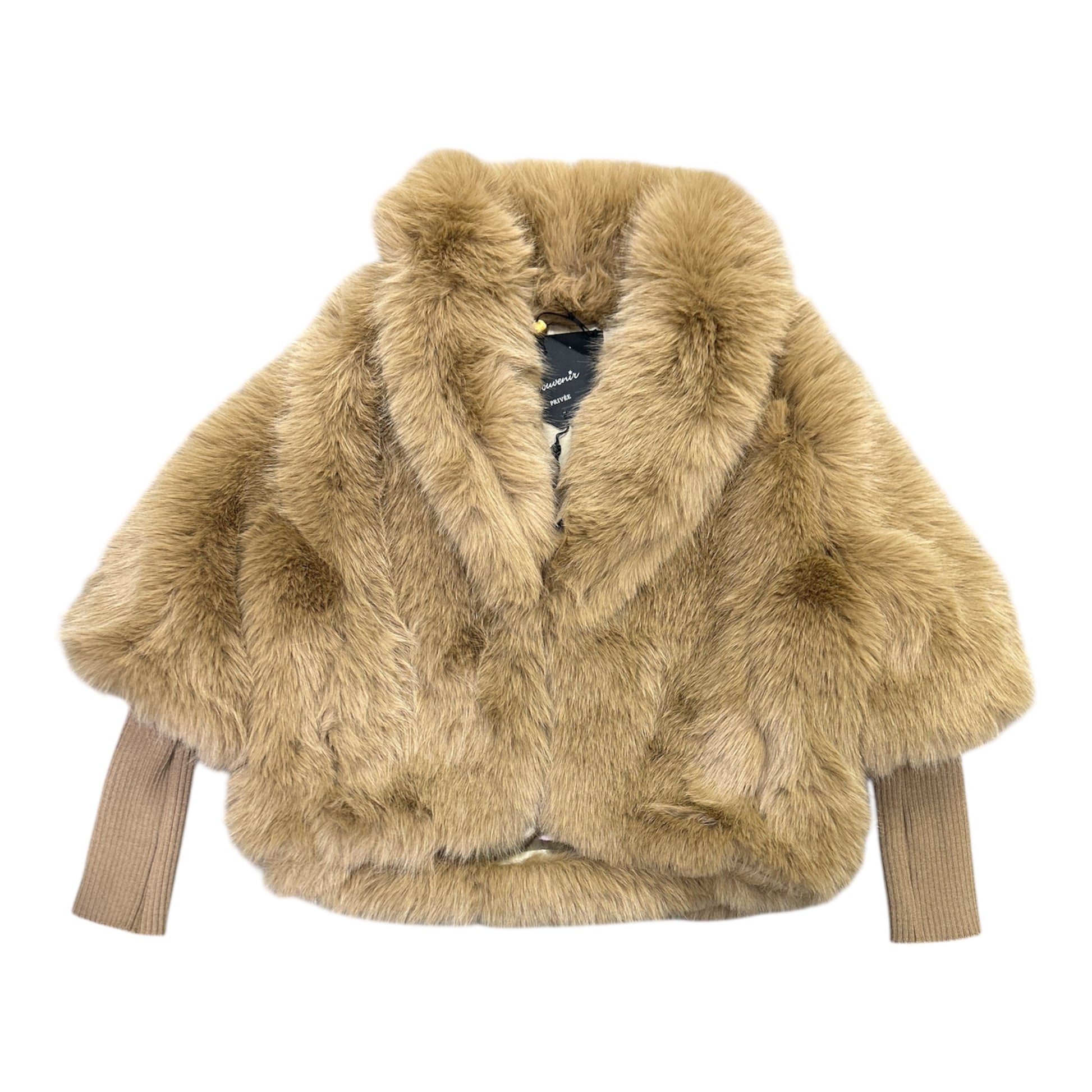 Ecopelliccia corta Souvenir miele con collo a scialle