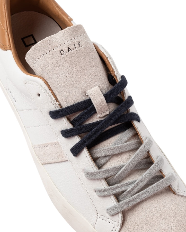 D.A.T.E. Hill Low Calf White-Cuoio