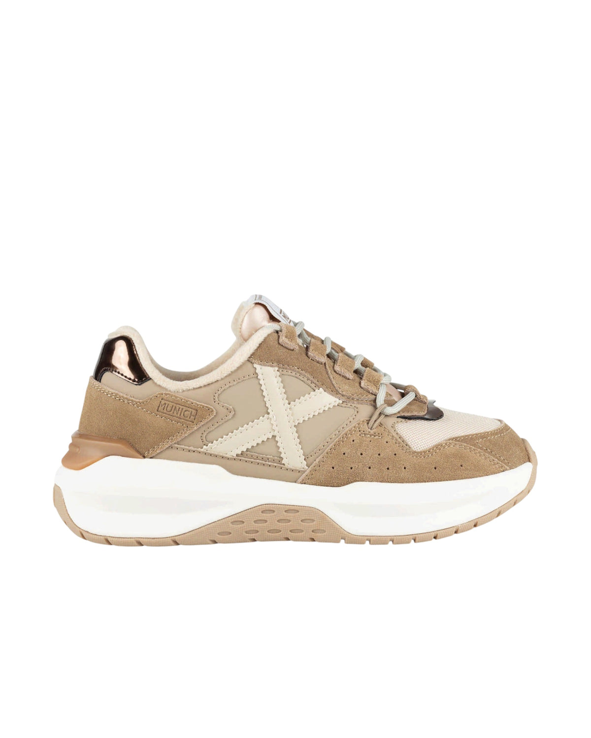 Sneakers Donna Munich Nexa 30 Beige, Sabbia e Oro