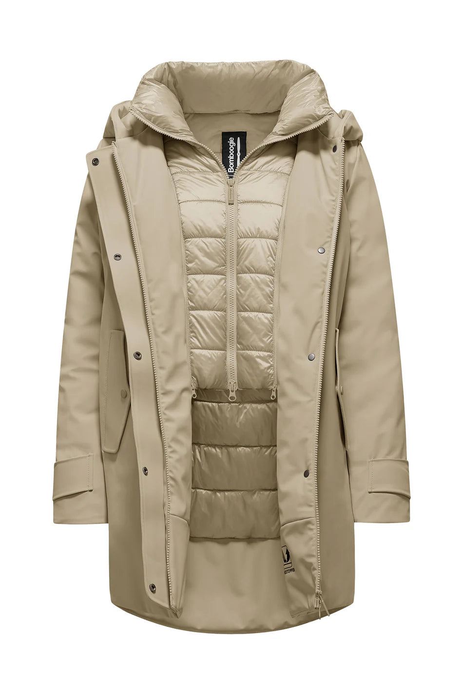 Parka donna Bomboogie in maglia stretch con chiusura zip e bottoni