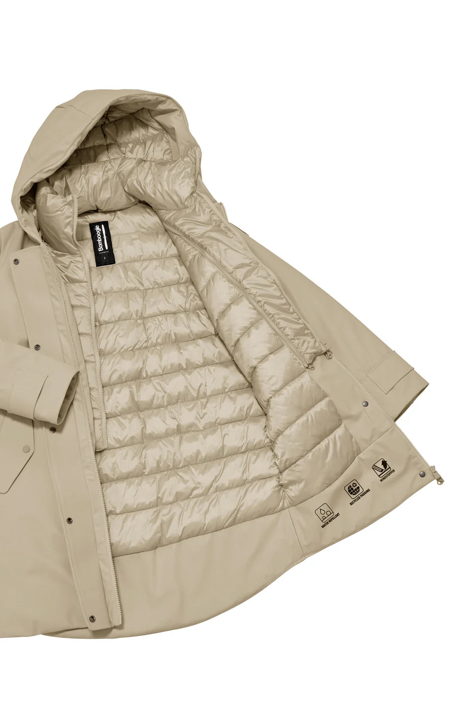 Parka corto con davantino staccabile in nylon lucido