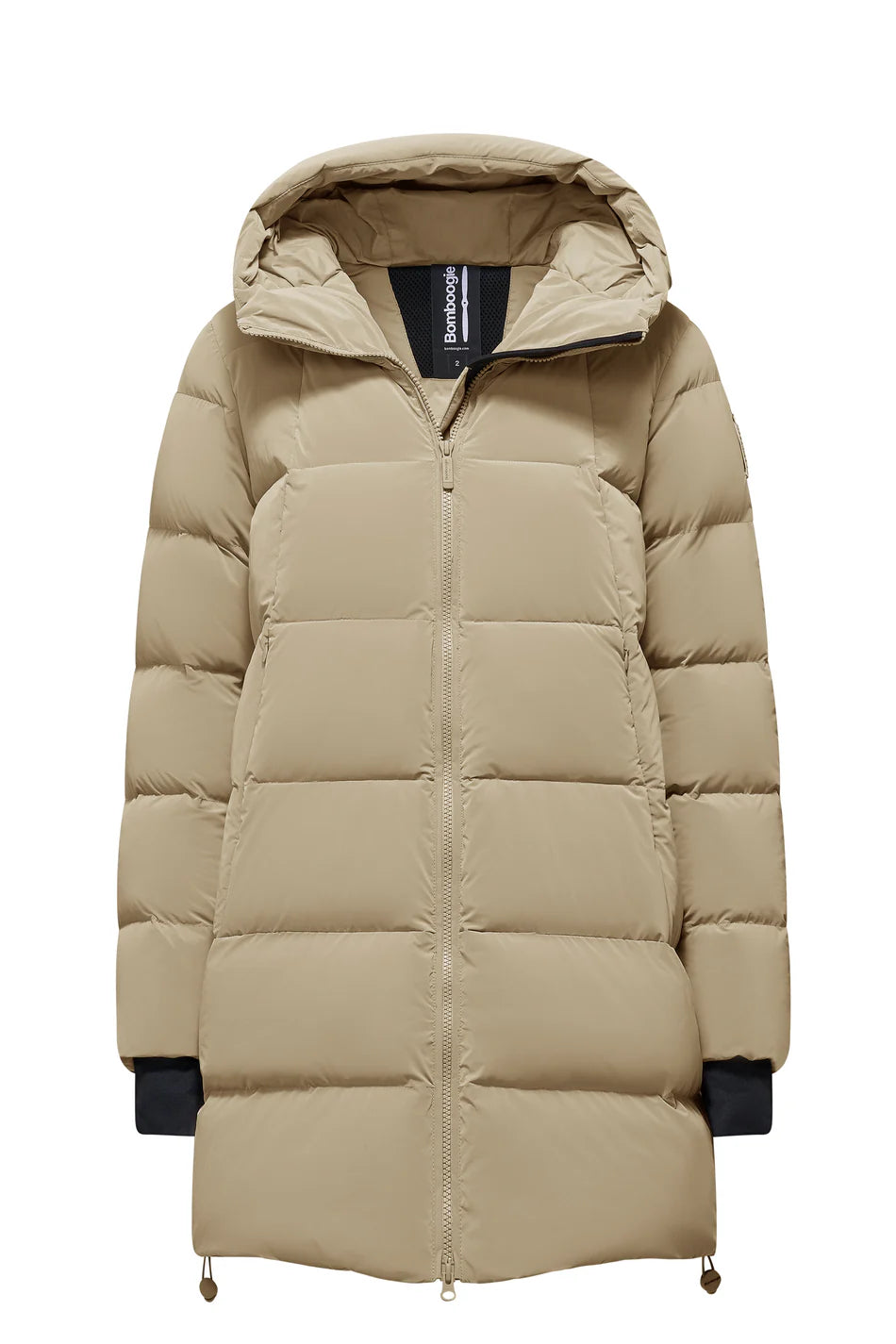 Piumino lungo donna Bomboogie windproof downproof con cappuccio fisso