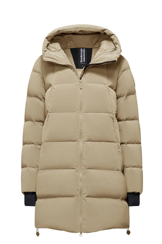 Piumino lungo donna Bomboogie windproof downproof con cappuccio fisso