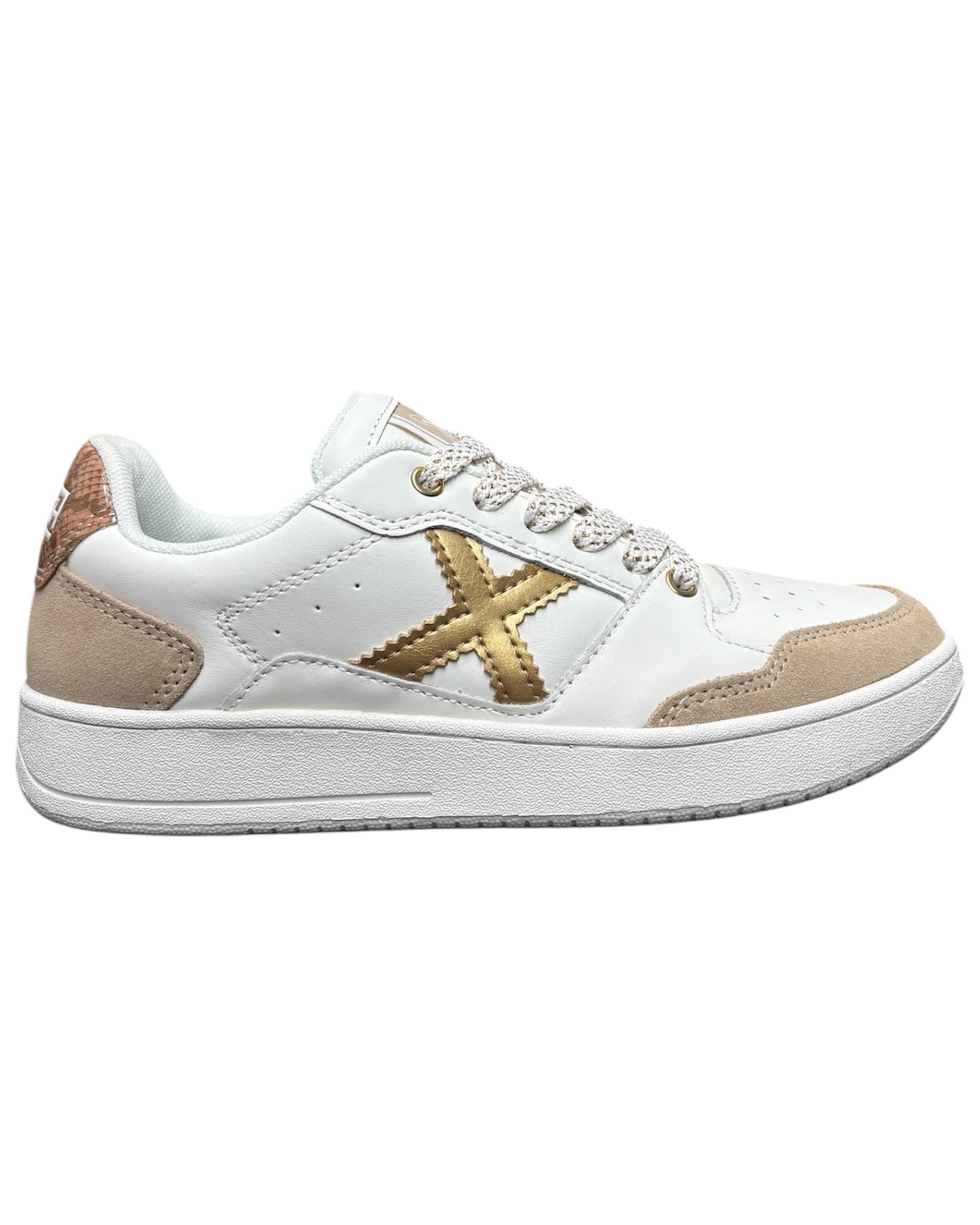 Sneakers donna MUNICH LEGIT WMN 109 bianche con dettagli oro