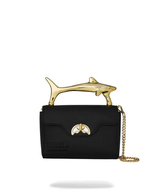 Borsa a Spalla Sprayground Blacked Out Embossed Gold Shark Handbag