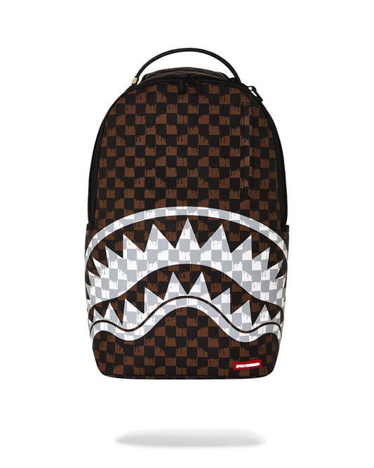 Zaino Brown And White Drip Check Shark Backpack Sprayground