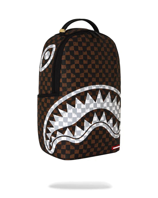 Zaino Brown And White Drip Check Shark Backpack Sprayground