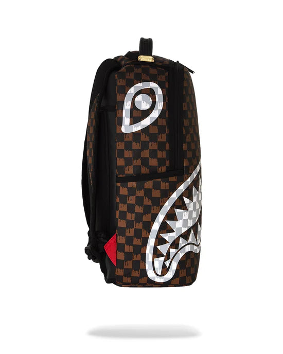 Zaino Brown And White Drip Check Shark Backpack Sprayground
