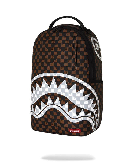 Zaino Brown And White Drip Check Shark Backpack Sprayground