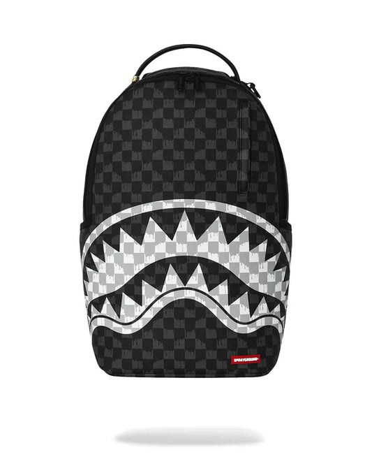 Zaino Black And White Drip Check Shark Backpack Sprayground