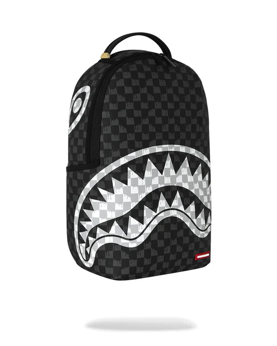 Zaino Black And White Drip Check Shark Backpack Sprayground