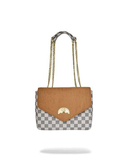 Borsa a Spalla Sprayground Embossed Cream Check Handbag Donna