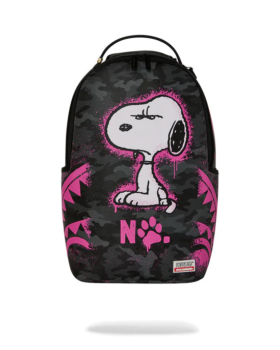 Vista frontale dello zaino Sprayground con tasca con cerniera.